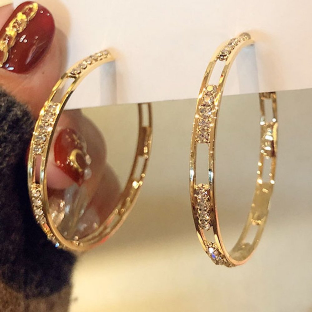 NEW gold plated round hoop earrings - Picture 3 of 7